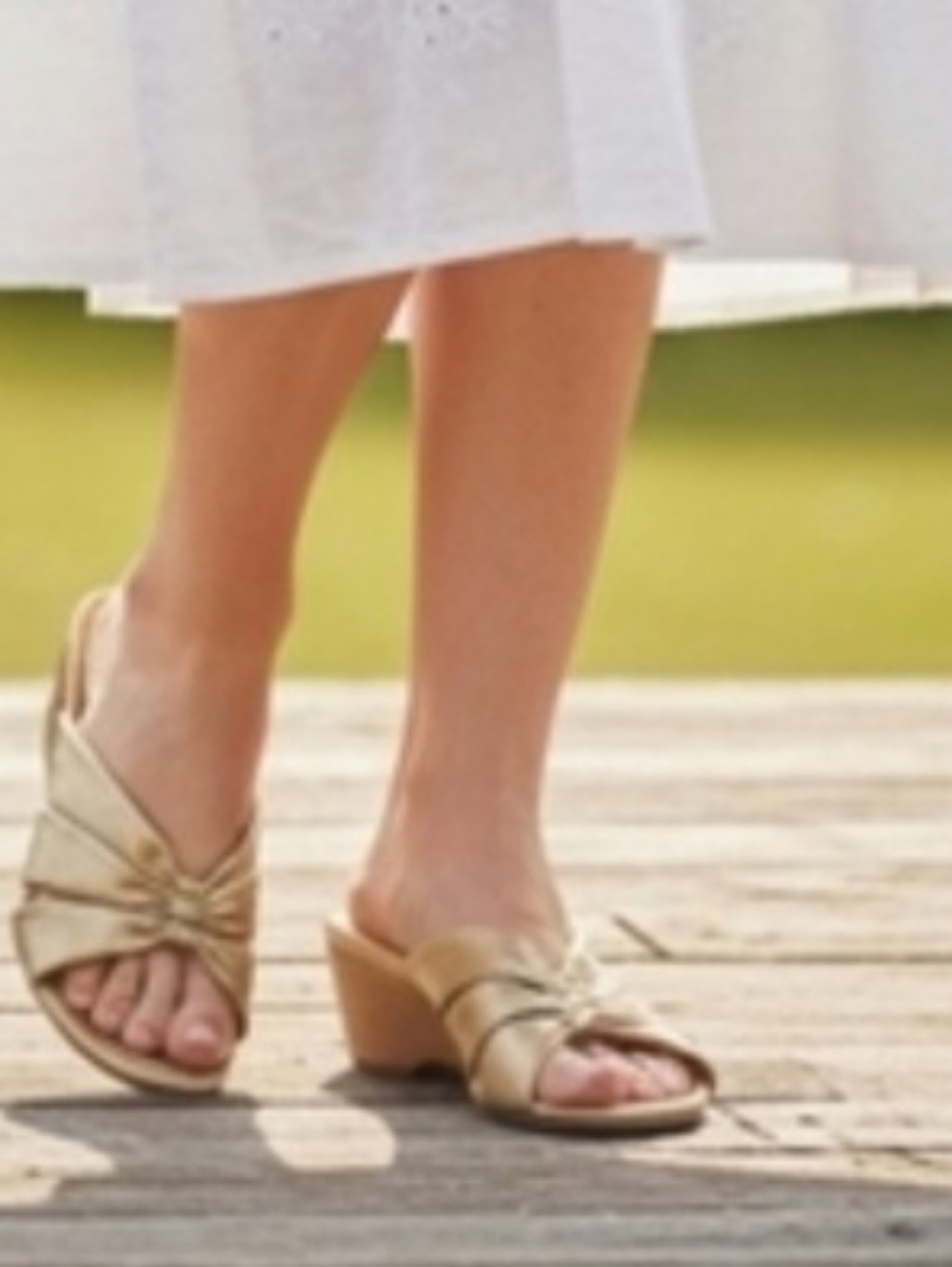 Greenwich Village Metallic Gold Knot-Front Women’s Slide Sandals